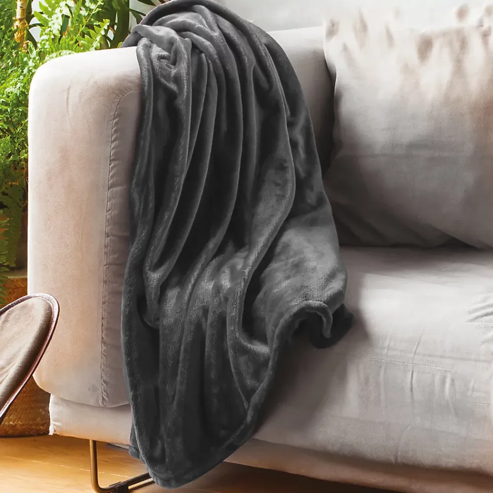 Linnea Couverture polaire microvelours 180x220 cm VELVET Gris Acier* Couverture