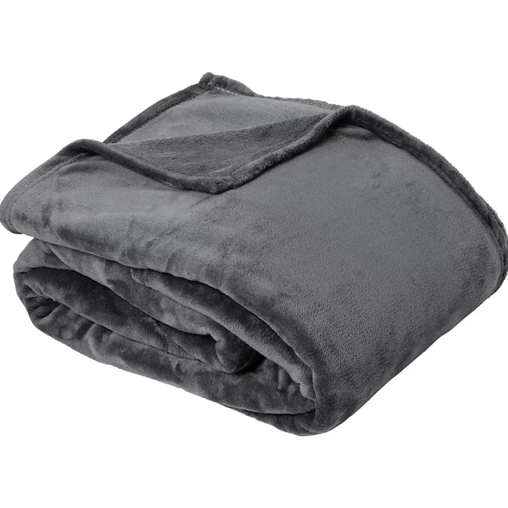 Linnea Couverture polaire microvelours 180x220 cm VELVET Gris Acier* Couverture