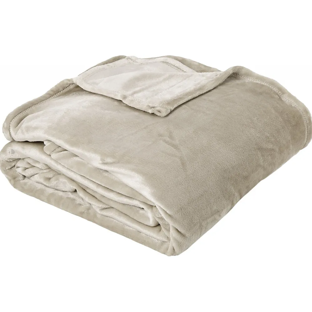 Couverture polaire microvelours 180x220 cm VELVET Gris Galet>Linnea Sale