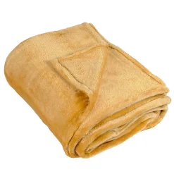 Couverture polaire unie "PILONGA" (220x240 cm - Jaune moutarde)>Linder Discount