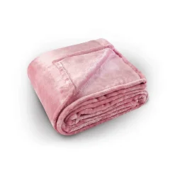 Linder Couverture polaire unie "PILONGA" (240x220 cm - Rose Clair)* Couverture