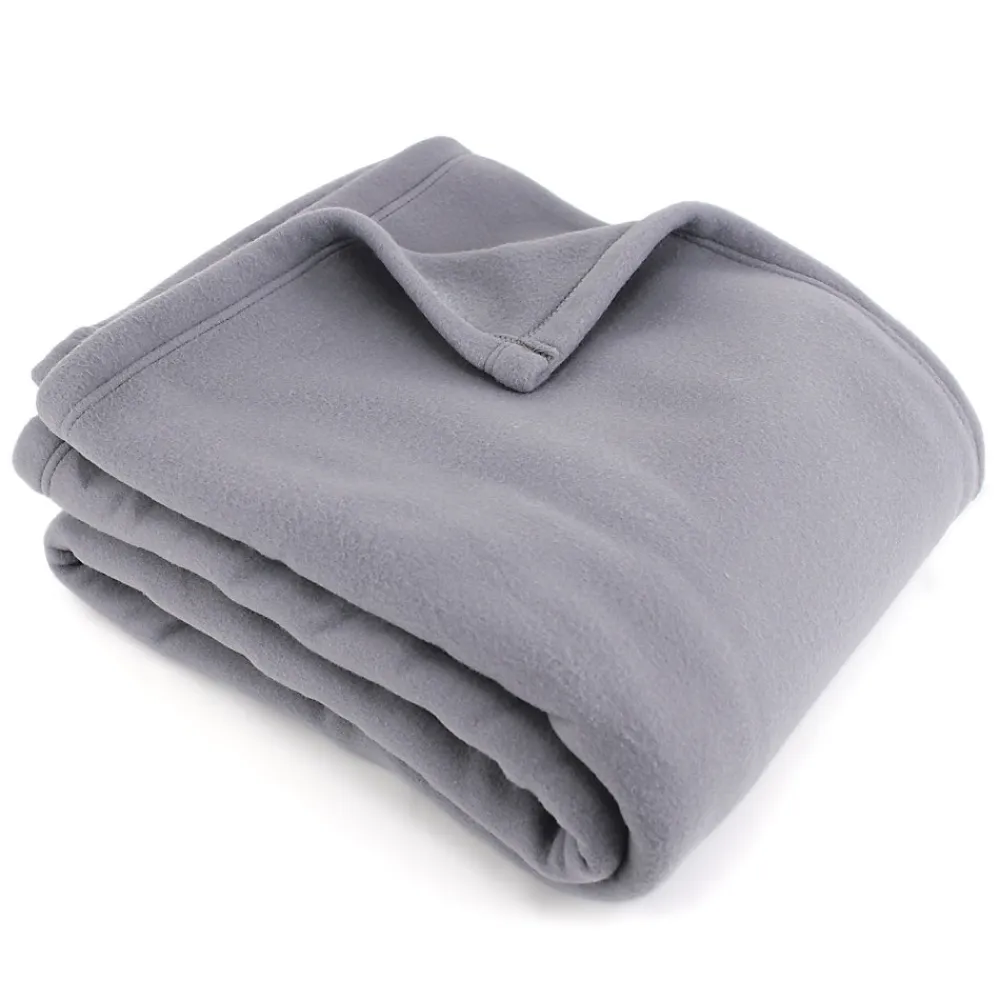Couverture polaire 240x300 cm 100% Polyester 350g/m2 TEDDY Gris Acier>Linnea Best