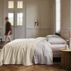 Couverture polaire 240x260 cm 100% Polyester 350g/m2 TEDDY Blanc Naturel>Linnea Sale