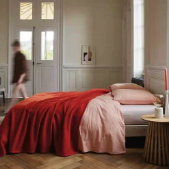 Couverture polaire 180x220 cm 100% Polyester 350g/m2 TEDDY Rouge terracotta>Linnea Best