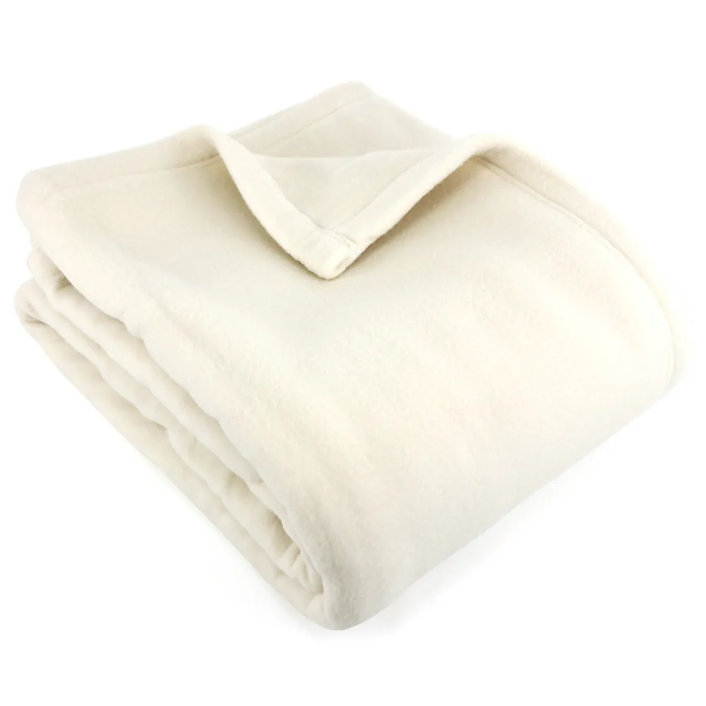 Couverture polaire 220x240 cm 100% Polyester 350g/m2 TEDDY Blanc Naturel>Linnea Online