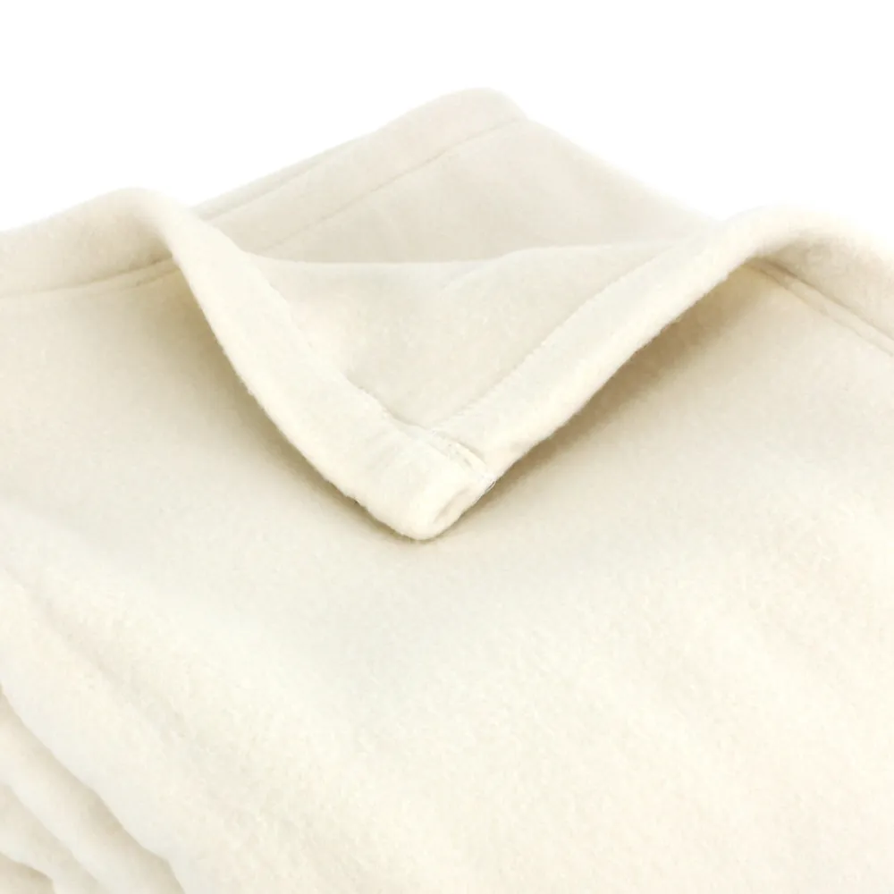 Couverture polaire 220x240 cm 100% Polyester 350g/m2 TEDDY Blanc Naturel>Linnea Online