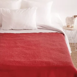 Linnea Couverture pure laine vierge Woolmark 500g/m² VOLTA 240x300 cm Rouge Bois de rose* Couverture