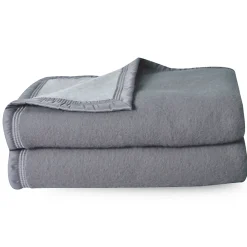 Couverture pure laine vierge Woolmark 500g/m² VOLTA 240x300 cm Gris Acier>Linnea Online