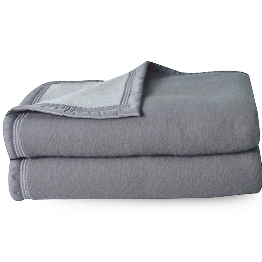 Couverture pure laine vierge Woolmark 500g/m² VOLTA 240x300 cm Gris Acier>Linnea Online