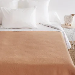 Couverture pure laine vierge Woolmark 500g/m² VOLTA 240x260 cm Marron Sable>Linnea New