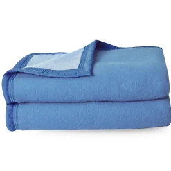 Linnea Couverture pure laine vierge Woolmark 500g/m² VOLTA 240x260 cm Bleu Azur* Couverture