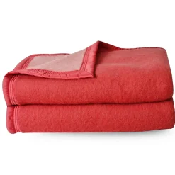 Linnea Couverture pure laine vierge Woolmark 500g/m² VOLTA 240x260 cm Rouge Bois de rose* Couverture