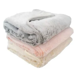 Couverture snow doublée Microdoux (75x100 cm - Ecru)><noscript><img width=