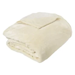 Couverture Unie en Micro Velours (240x220 cm - Ivoire)* Couverture