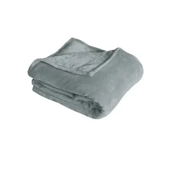 Home Maison Couverture unie en molleton (180x220 cm - Gris clair)* Couverture