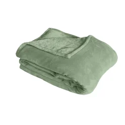 Home Maison Couverture unie en molleton (180x220 cm - Vert clair)* Couverture