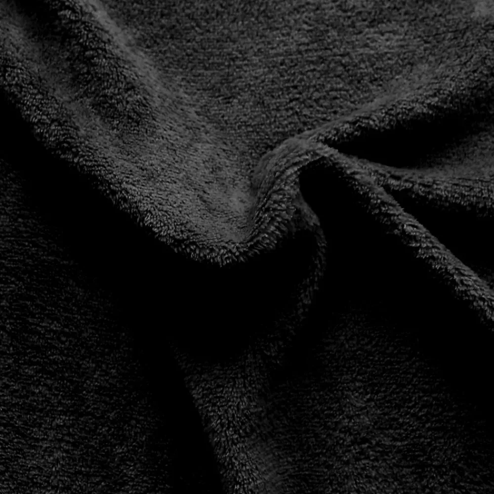 Home Maison Couverture unie en molleton (180x220 cm - Noir)* Couverture