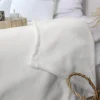 Home Maison Couverture unie en molleton (180x220 cm - Ecru)* Couverture