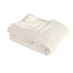 Home Maison Couverture unie en molleton (180x220 cm - Ecru)* Couverture