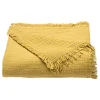 Couvre lit à franges "Brehat" Gaze de Coton stonewashed - Brehat Miel - 230 x 250 cm>Toison d'Or New