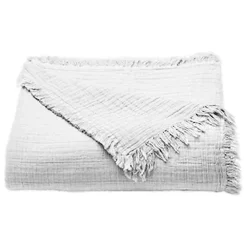 Toison d'Or Couvre lit à franges "Brehat" Gaze de Coton stonewashed - Brehat Blanc - 180 x 250 cm* Boutis, Couvre-Lit, Édredon