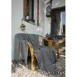 L'Effet Papillon Couvre lit à franges tissé teint 