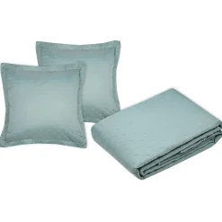Couvre lit boutis réversible 260x240 avec 2 taies coloris vert><noscript><img width=