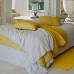 Couvre lit capitonné en mousseline de coton 180x240 cm ANDROS jaune jasmin>Linnea Best