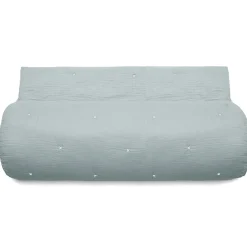 Couvre lit capitonné en mousseline de coton 260x240 cm ANDROS bleu lichen>Linnea Outlet