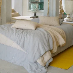 Couvre lit capitonné en mousseline de coton 180x240 cm ANDROS bleu lichen>Linnea Clearance
