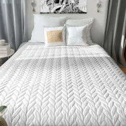 Home Maison Couvre lit en microfibre dessin par ultrason (240x220 cm - Blanc)* Boutis, Couvre-Lit, Édredon