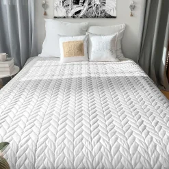 Home Maison Couvre lit en microfibre dessin par ultrason (240x220 cm - Blanc)* Boutis, Couvre-Lit, Édredon