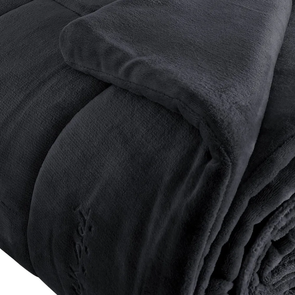 Couvre lit matelassé "tout doux" épais et chaud Anthracite 260x240 cm NISEKO>Sensei Maison Best