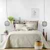 Couvre lit 2p mat.+2 hc 60x60 220 x 240 cm microfibre unie romane Naturel>Douceur D'Intérieur Best