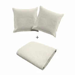 Couvre lit 2p mat.+2 hc 60x60 220 x 240 cm microfibre unie romane Naturel><noscript><img width=