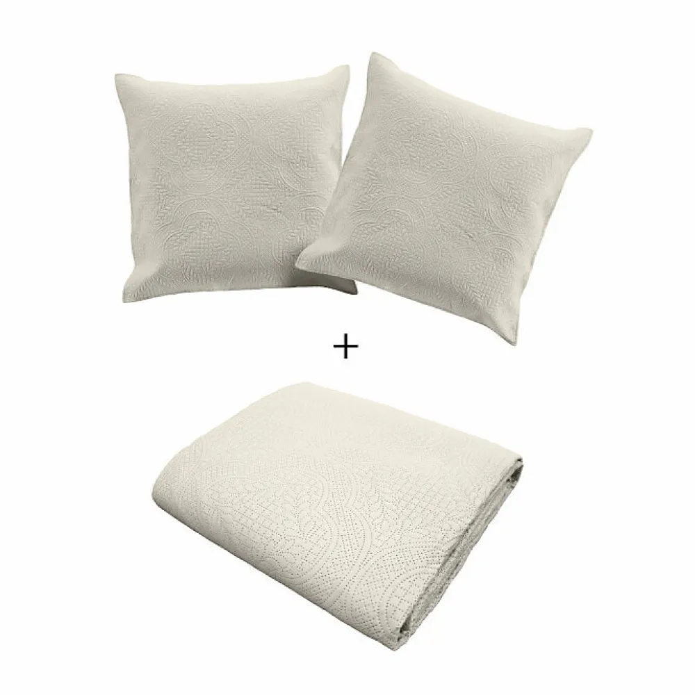 Couvre lit 2p mat.+2 hc 60x60 220 x 240 cm microfibre unie romane Naturel>Douceur D'Intérieur Best