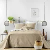 Douceur D'Intérieur Couvre lit 2p mat.+2 hc 60x60 220 x 240 cm microfibre unie romane Lin* Boutis, Couvre-Lit, Édredon