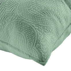 Douceur D'Intérieur Couvre lit 2p mat.+2 hc 60x60 220 x 240 cm microfibre unie romane Sauge* Boutis, Couvre-Lit, Édredon