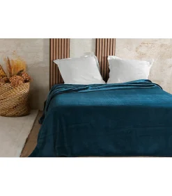 Linder Couvre lit velours gaufré - 180x240cm - Bleu marine* Boutis, Couvre-Lit, Édredon