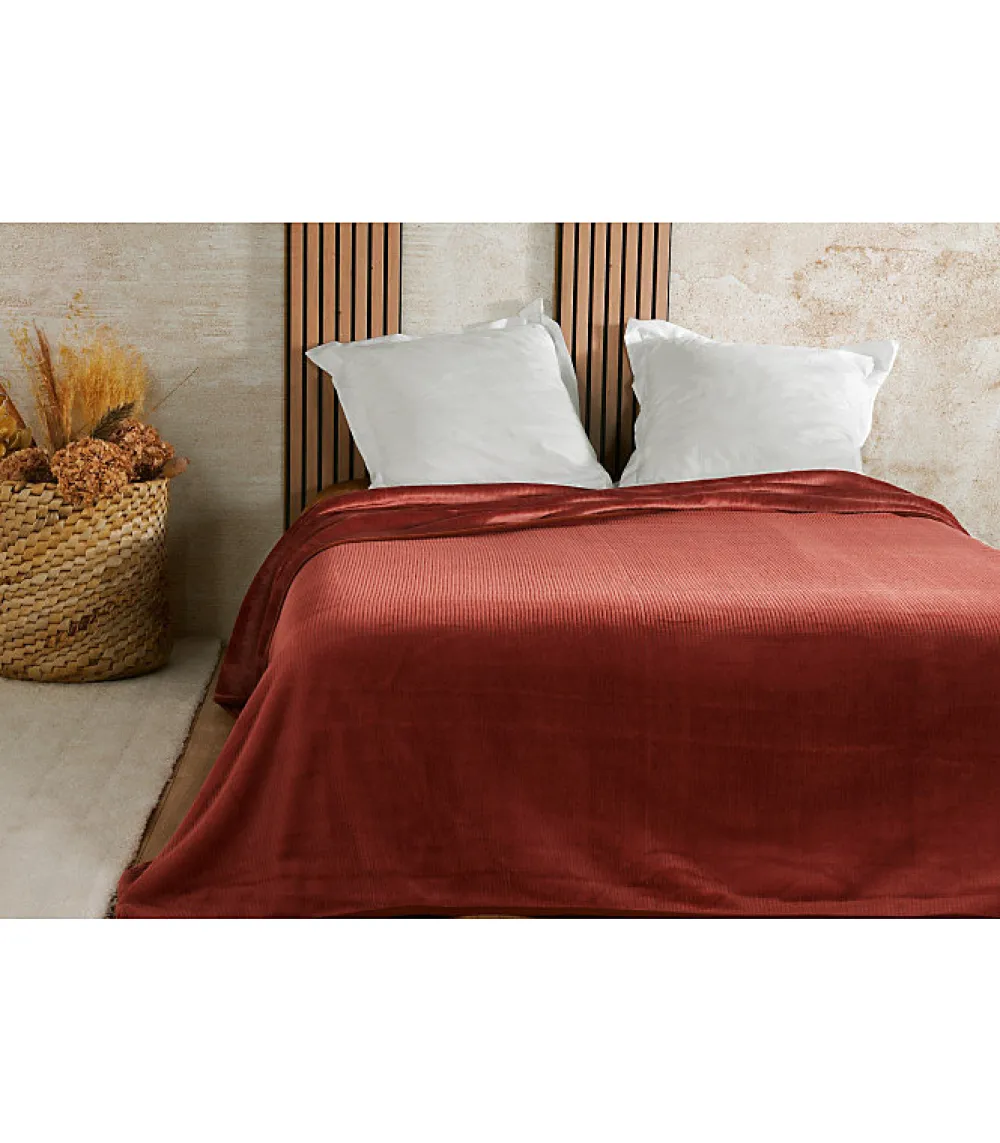 Couvre lit velours gaufré - 240x260cm - Terre cuite>Linder Sale