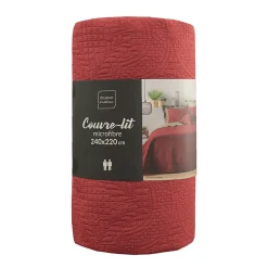Douceur D'Intérieur Couvre-lit 2 personnes matelassé 220x240 microfibre unie Romane terracotta* Boutis, Couvre-Lit, Édredon