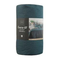 Douceur D'Intérieur Couvre-lit 2 personnes matelassé 220x240 microfibre unie Romane bleu* Boutis, Couvre-Lit, Édredon
