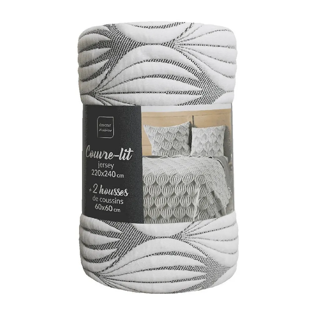 Douceur D'Intérieur Couvre-lit 2 personnes matelassé 220x240 + taies jersey microfibre Faustine* Boutis, Couvre-Lit, Édredon