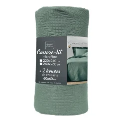Couvre-lit 2 personnes microfibre 220x240 + 2 housses de coussins><noscript><img width=