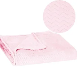 Couvre-lit - - Zigzag - 160 x 200 cm - Rose pastel - 100% polyester>Springos Online