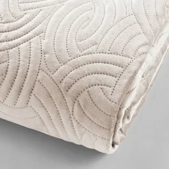 Douceur D'Intérieur Couvre-lit Velours Uni Solange 220 x 240 cm Naturel + 2 housses de coussins 60x60 cm* Boutis, Couvre-Lit, Édredon