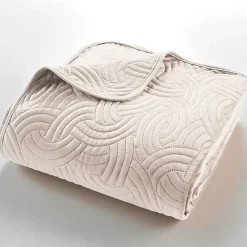 Douceur D'Intérieur Couvre-lit Velours Uni Solange 220 x 240 cm Naturel + 2 housses de coussins 60x60 cm* Boutis, Couvre-Lit, Édredon