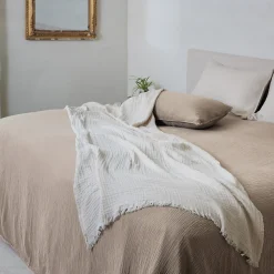 Couvre-lit 260x240 cm coton collection PAROS beige chanvre>Linnea New