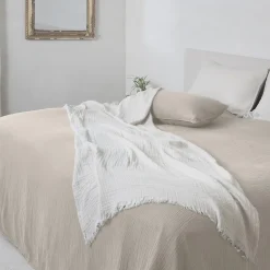 Couvre-lit 260x240 cm coton collection PAROS beige ficelle>Linnea Best