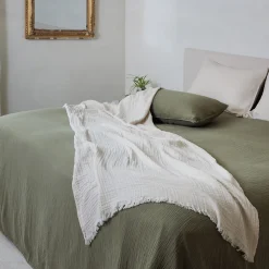 Couvre-lit 150x200 cm coton collection PAROS vert mousse>Linnea Online